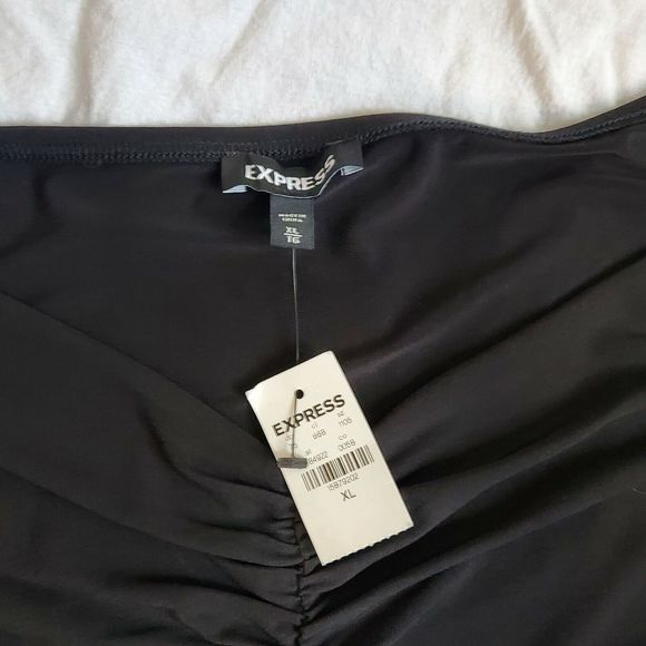 Express Bodysuit SZ XL Long Sleeve Sweetheart Neck Thong Bodycon - Picture 2 of 9